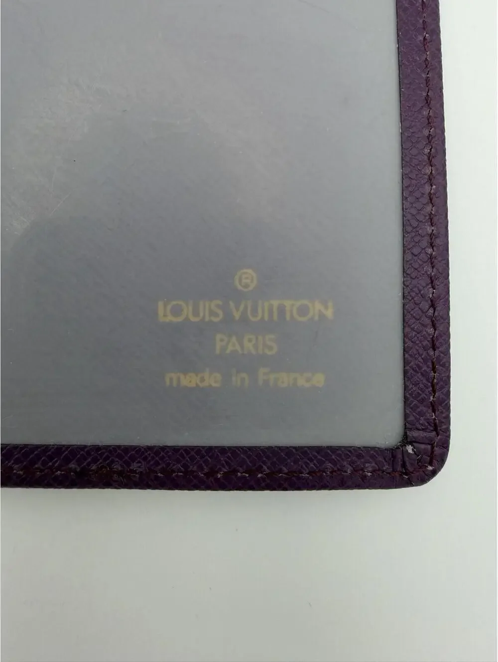 Authentic LV Louis Vuitton Purple Taiga Leather Bifold Pass ID Card Case Holder